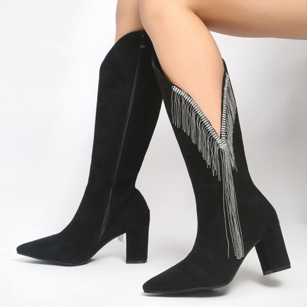 Rhinestone Fringe Cowgirl Boots - Picture 10 of 14